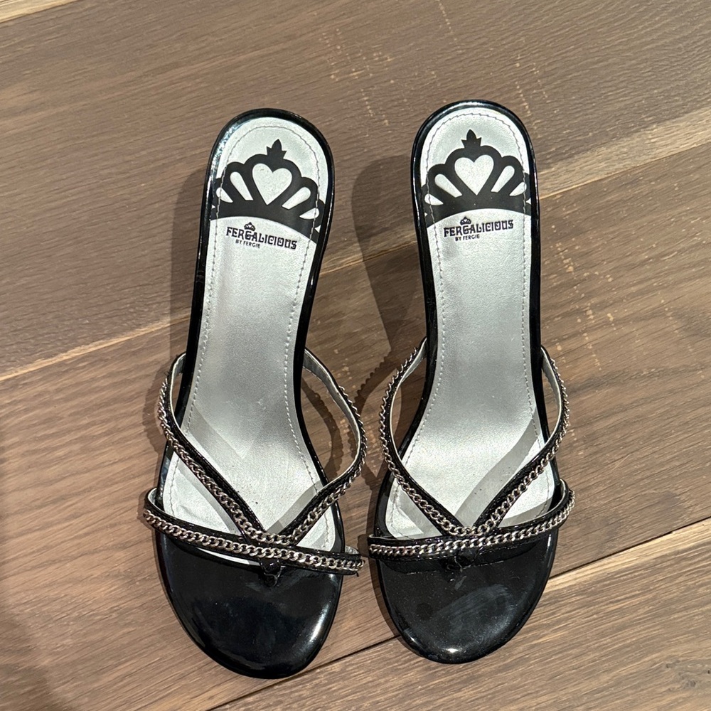 Fergalicious Black and Silver Women's Sandals